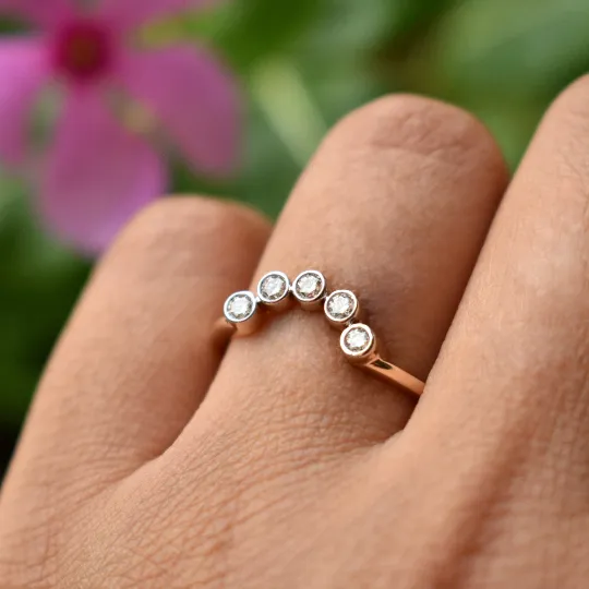 Curved Bezel Diamond Stack Wedding Band
