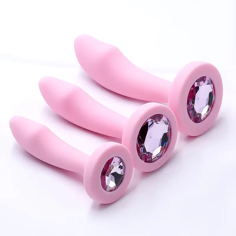Curved Crystal Silicone ButtPlugs