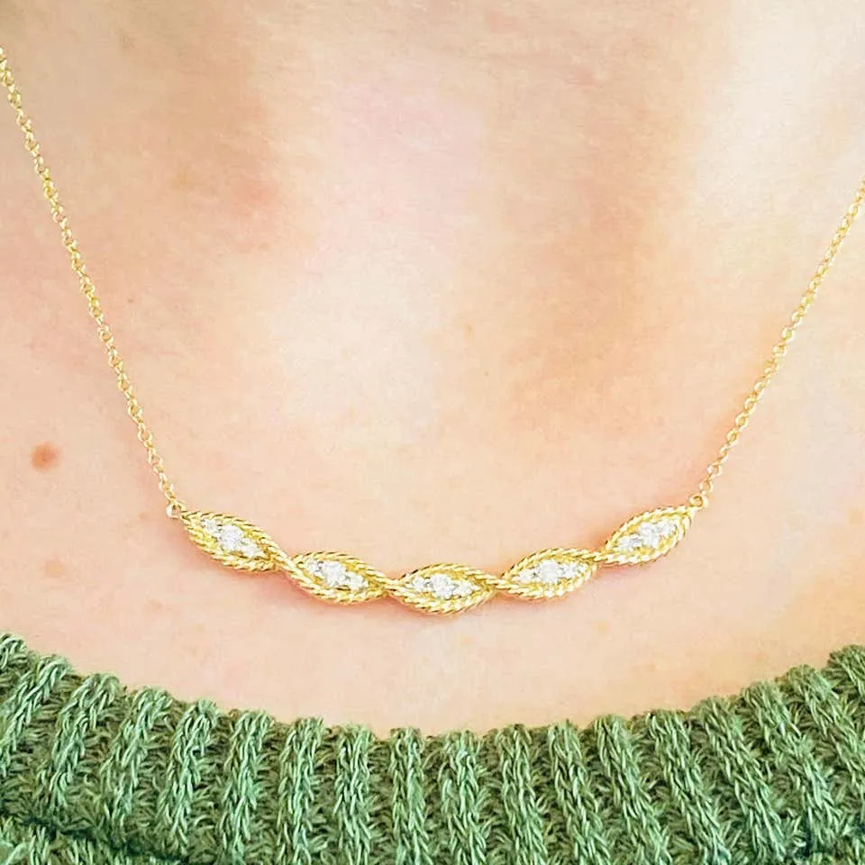 Curved Diamond Twisted RopeNecklace