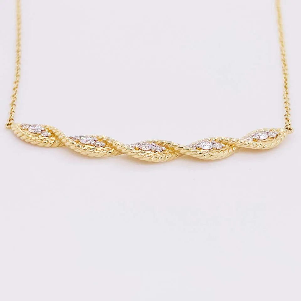 Curved Diamond Twisted RopeNecklace