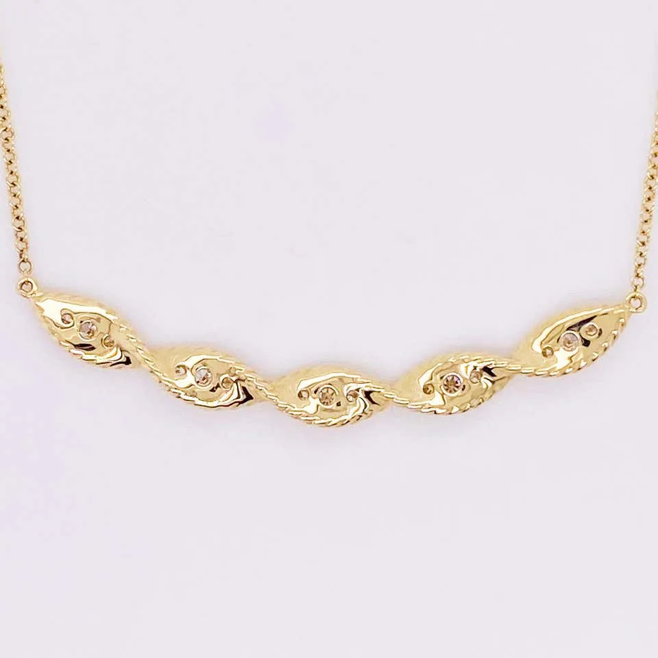 Curved Diamond Twisted RopeNecklace