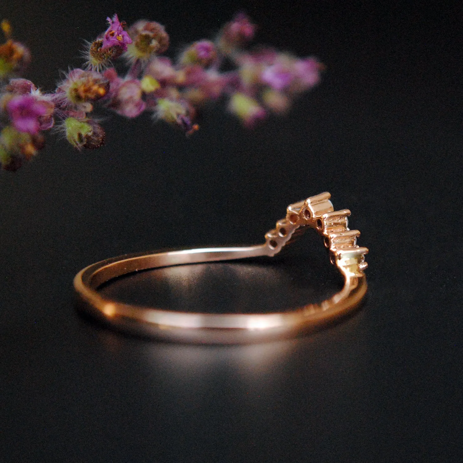 Curved Diamond Wedding Band Stack Ring