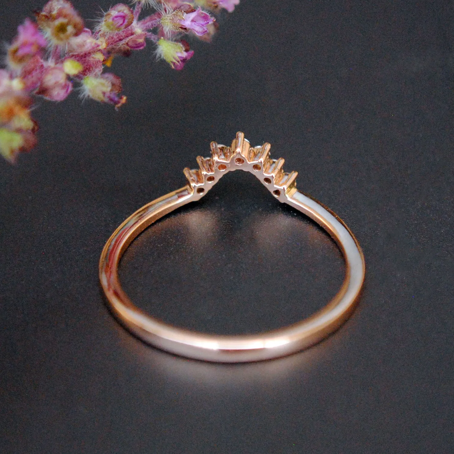 Curved Diamond Wedding Band Stack Ring