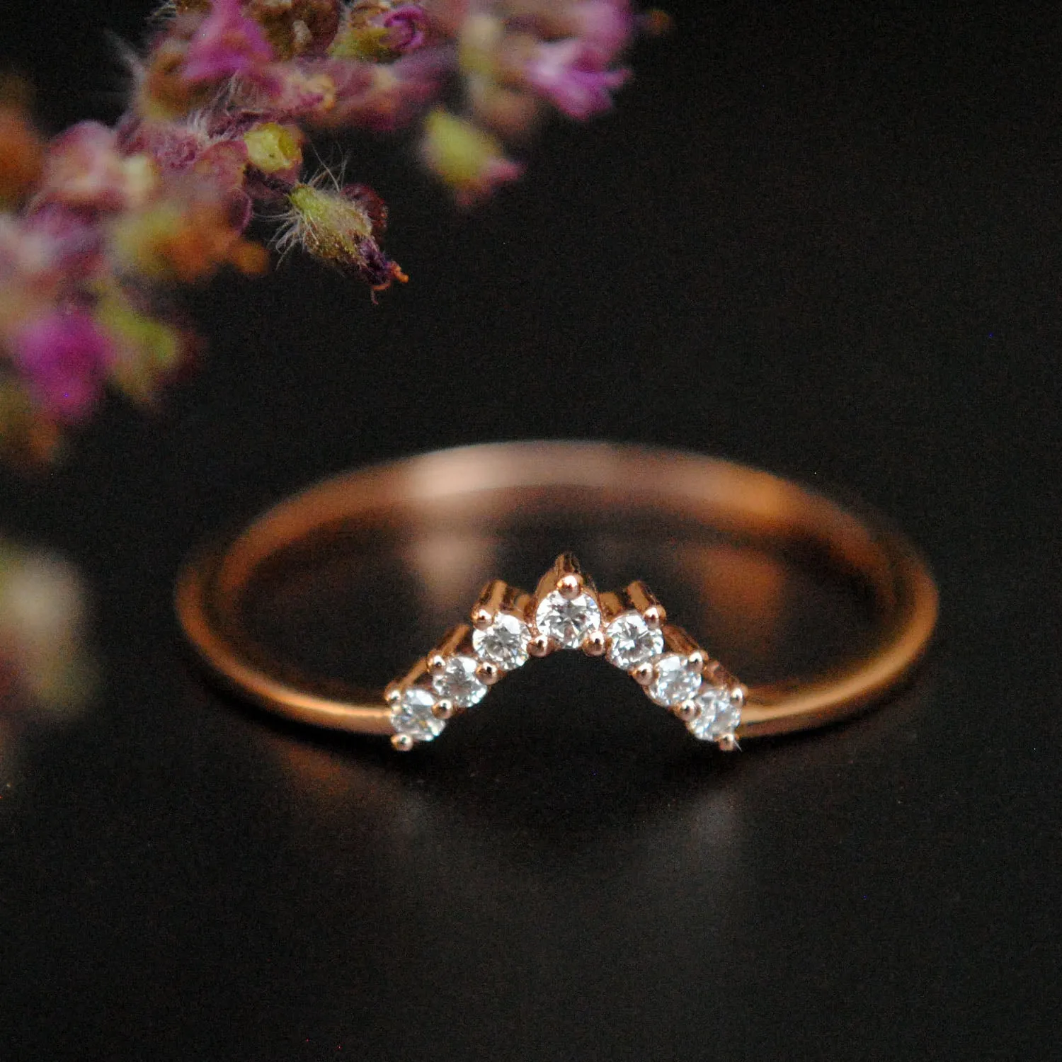 Curved Diamond Wedding Band Stack Ring