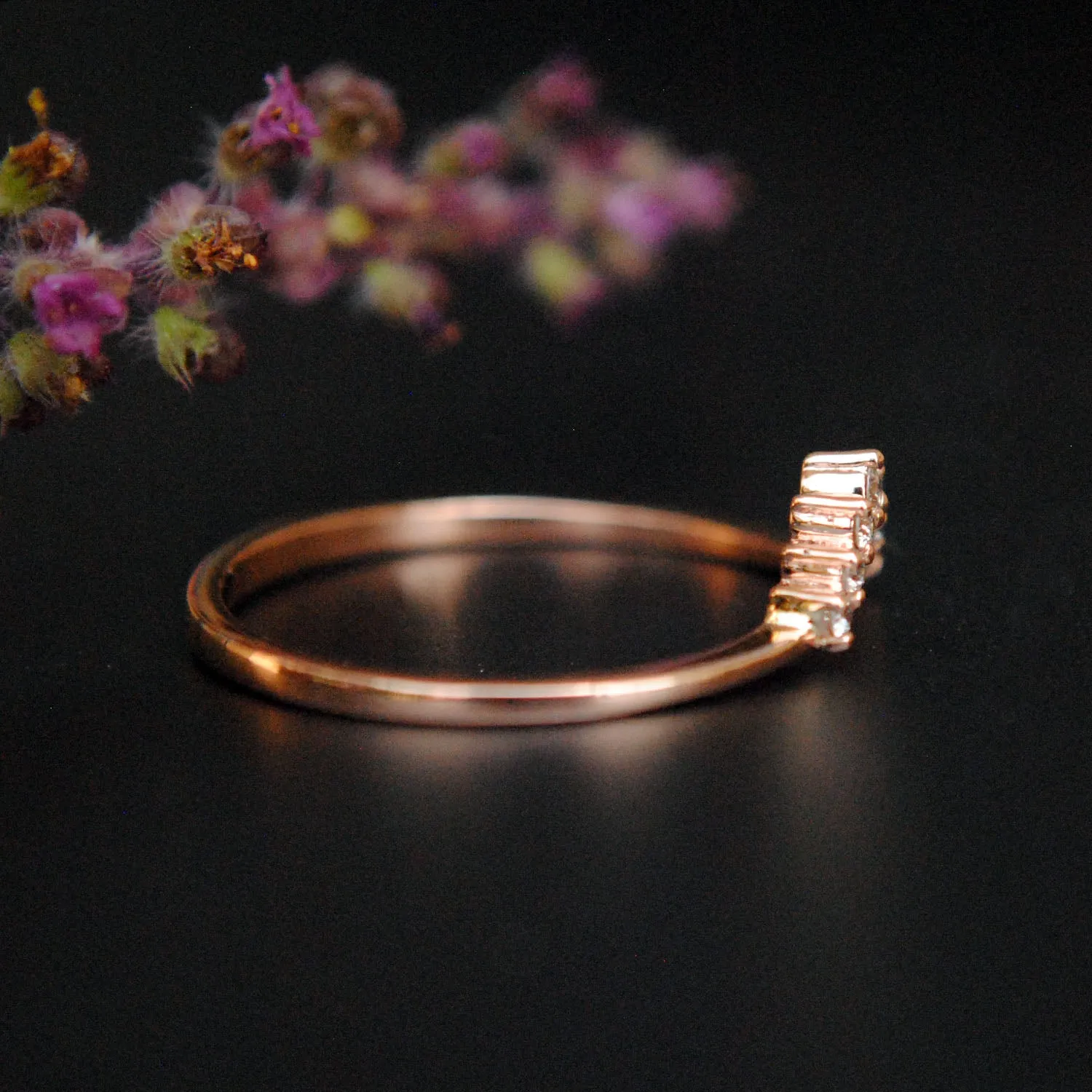 Curved Diamond Wedding Band Stack Ring