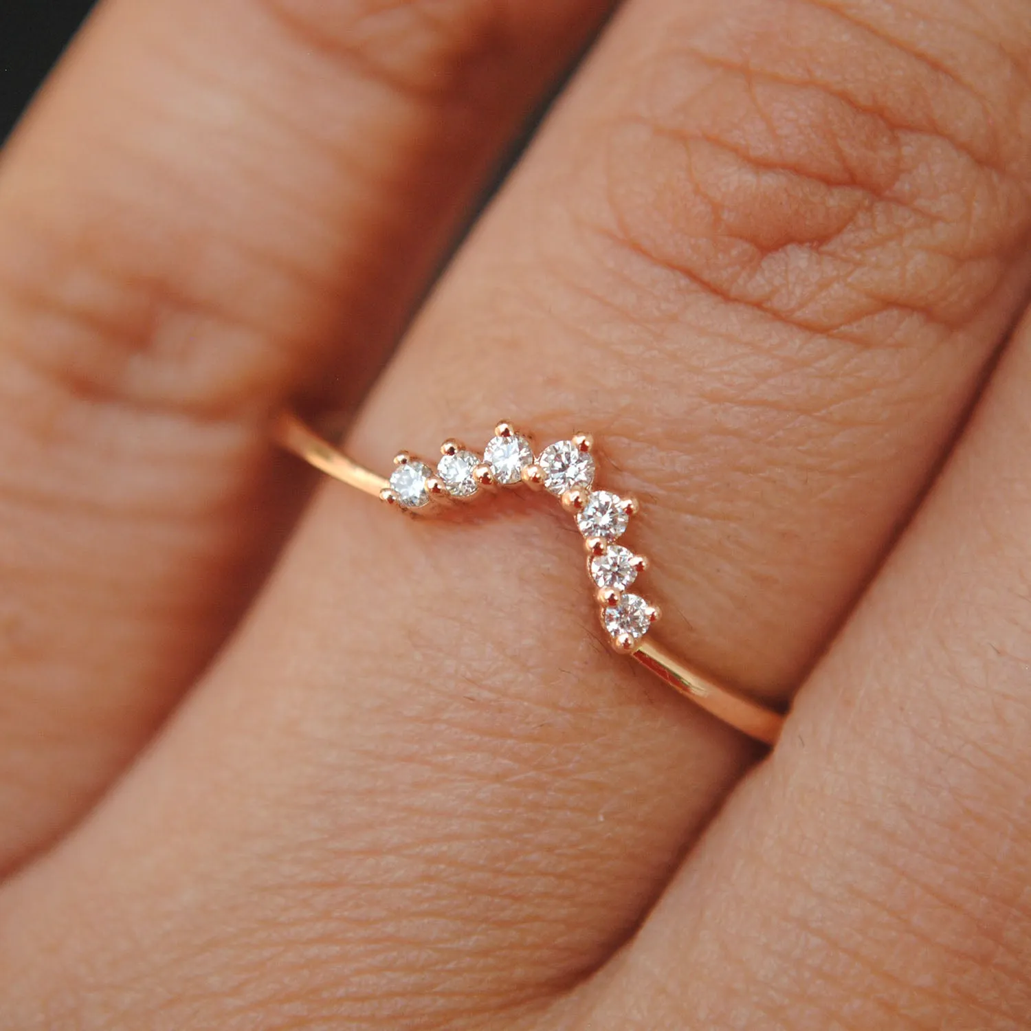 Curved Diamond Wedding Band Stack Ring