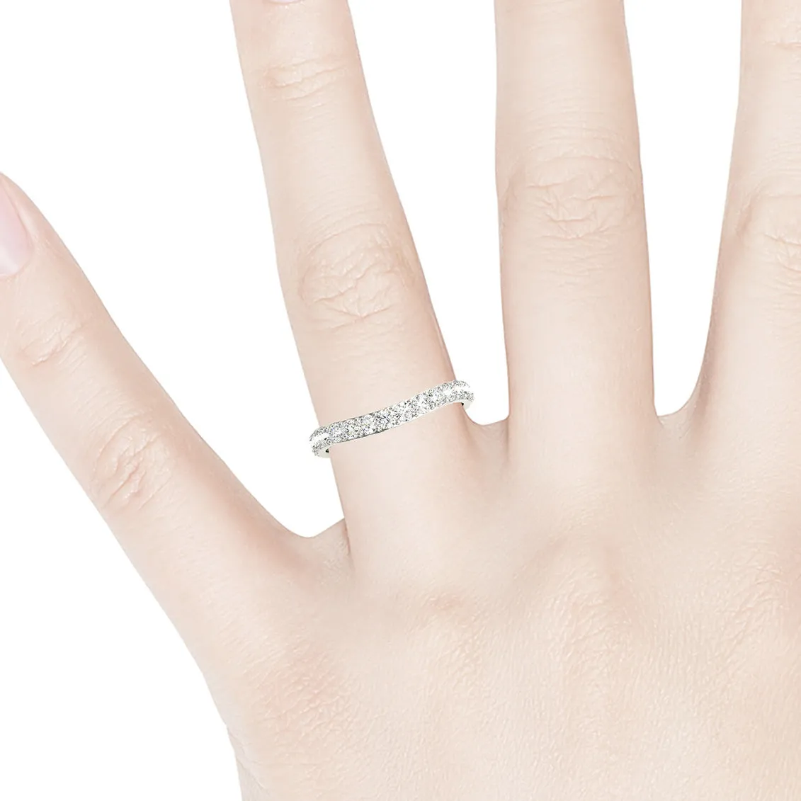 Curved Diamond Wedding Band