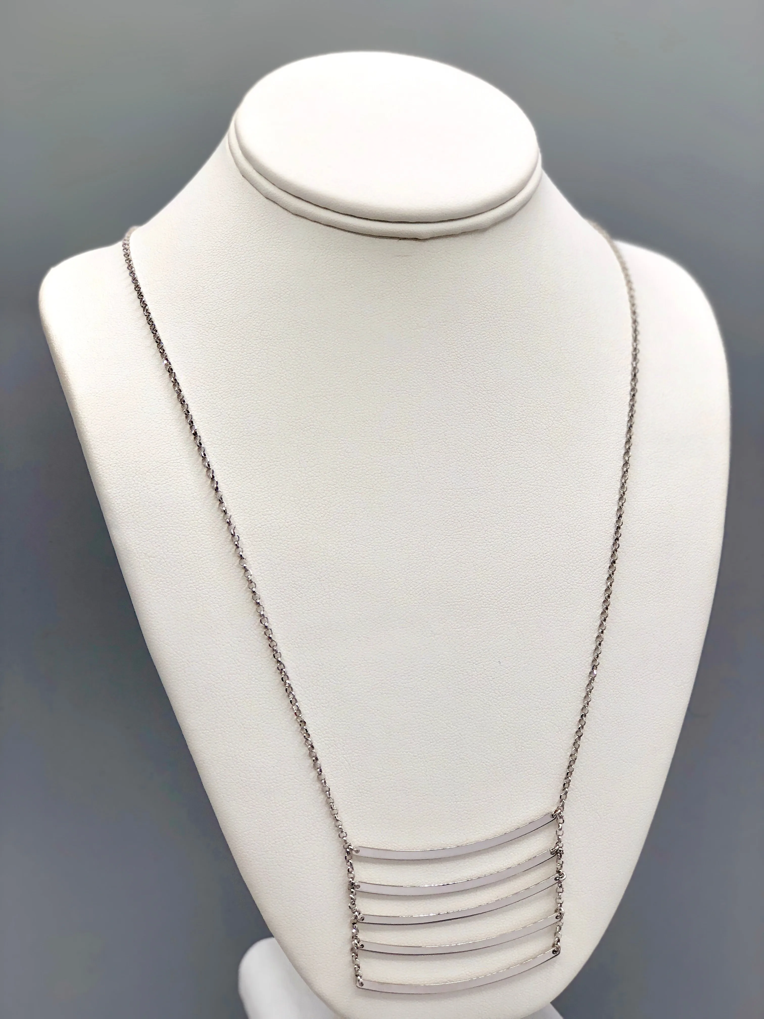 Curved Ladder Silver Necklace