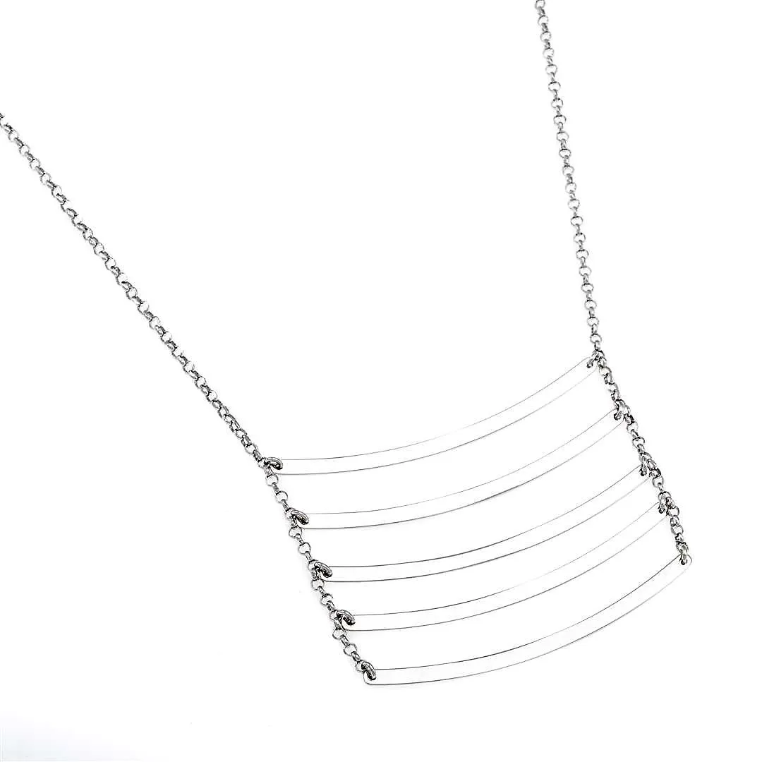 Curved Ladder Silver Necklace