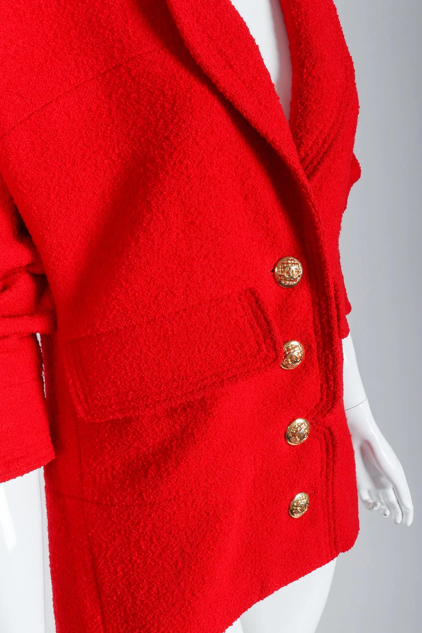 Curved Lapel Bouclé Jacket