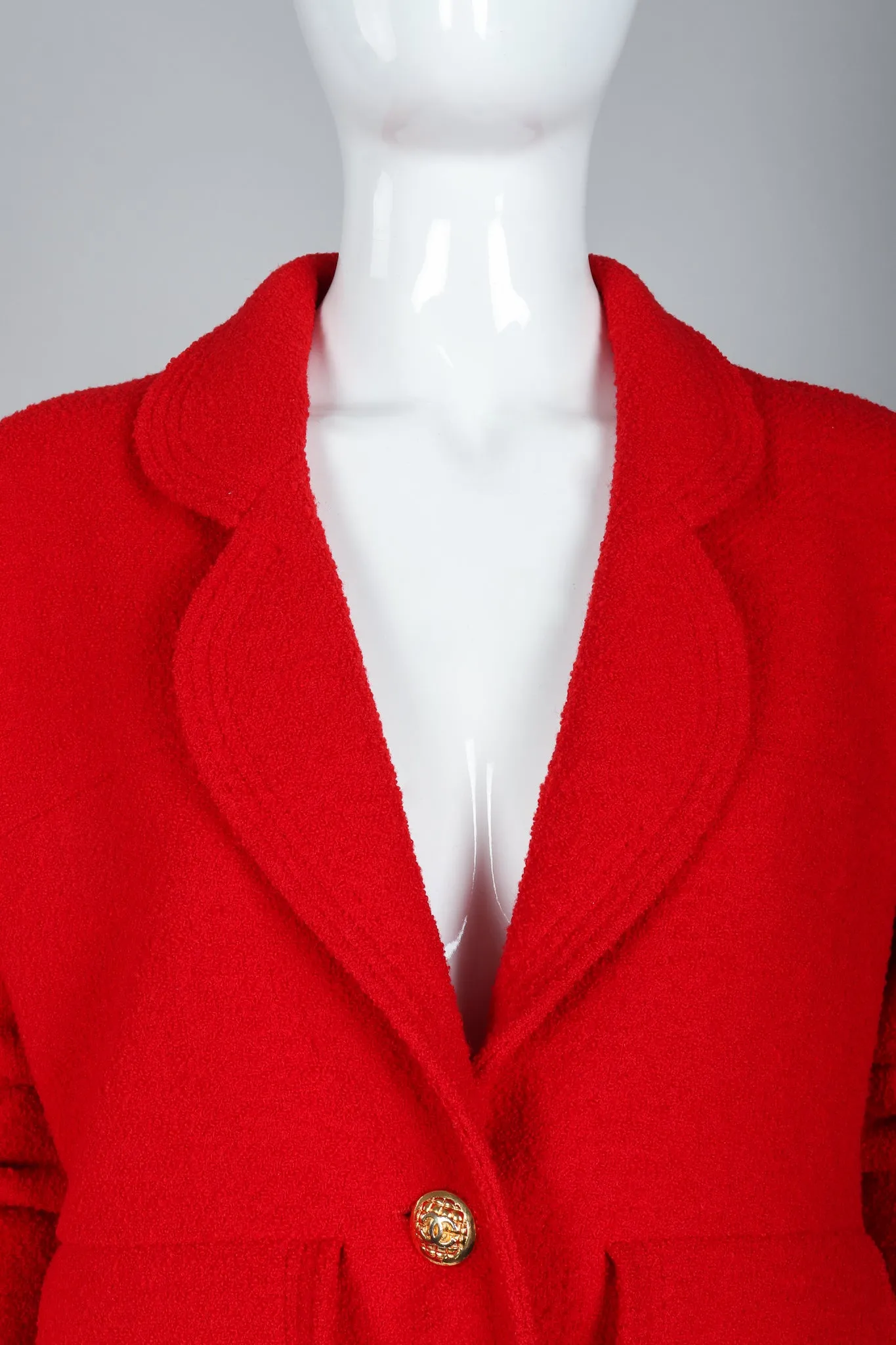 Curved Lapel Bouclé Jacket