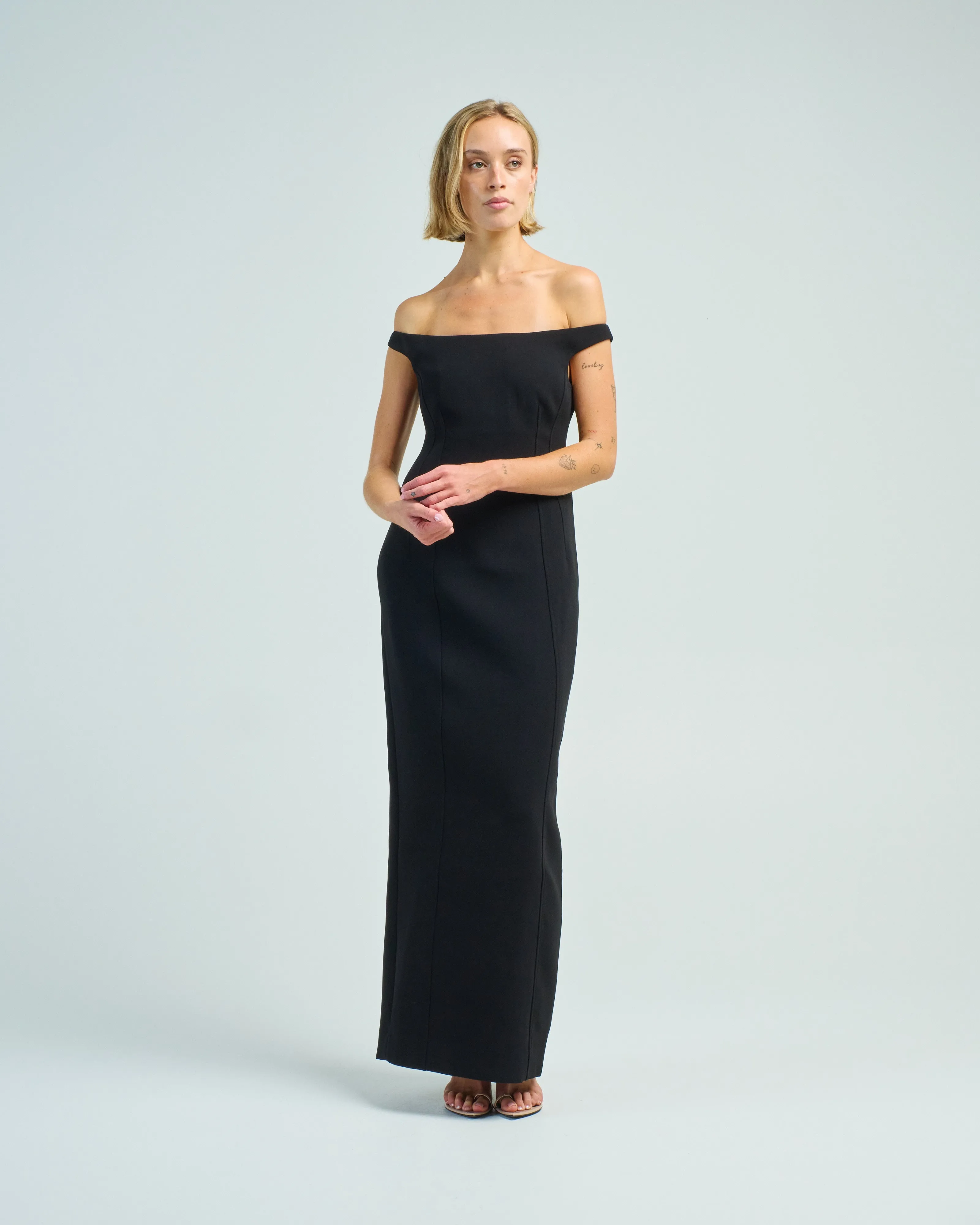curved off shoulder dress