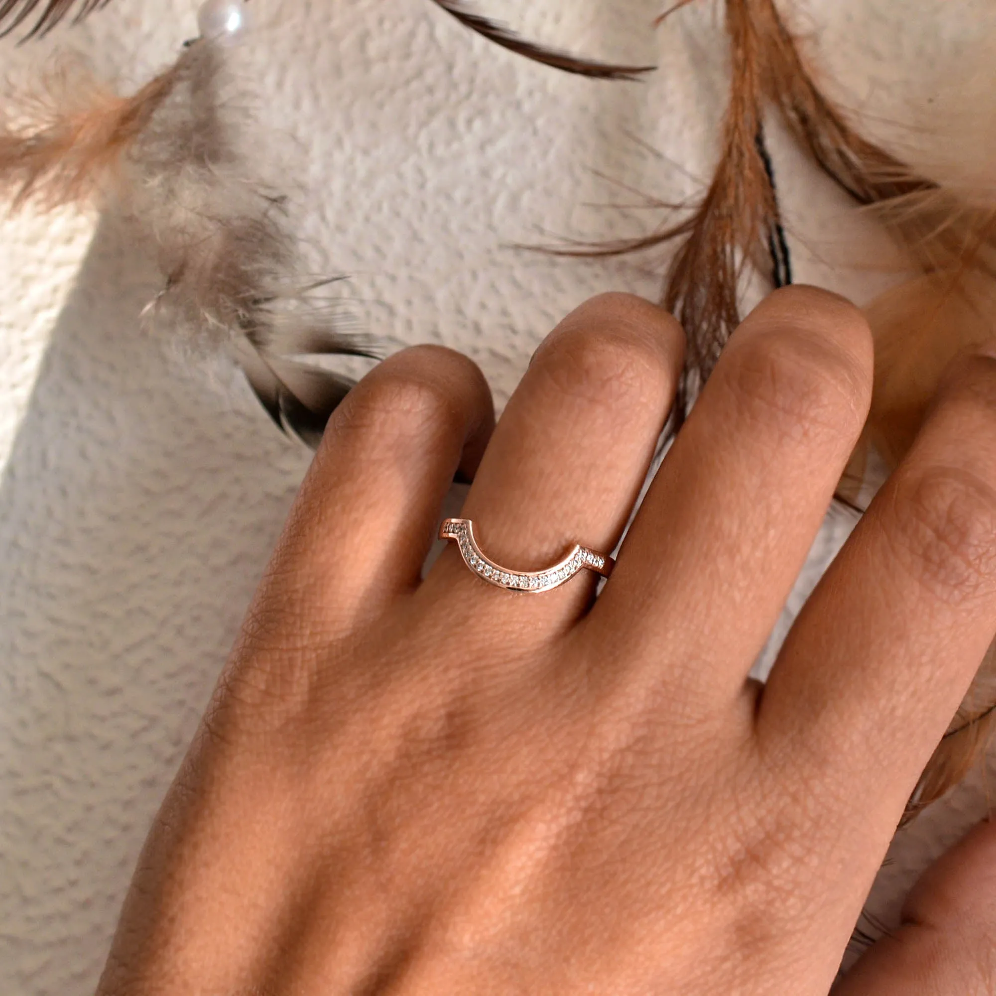 Curved Pave Diamond Nesting Band