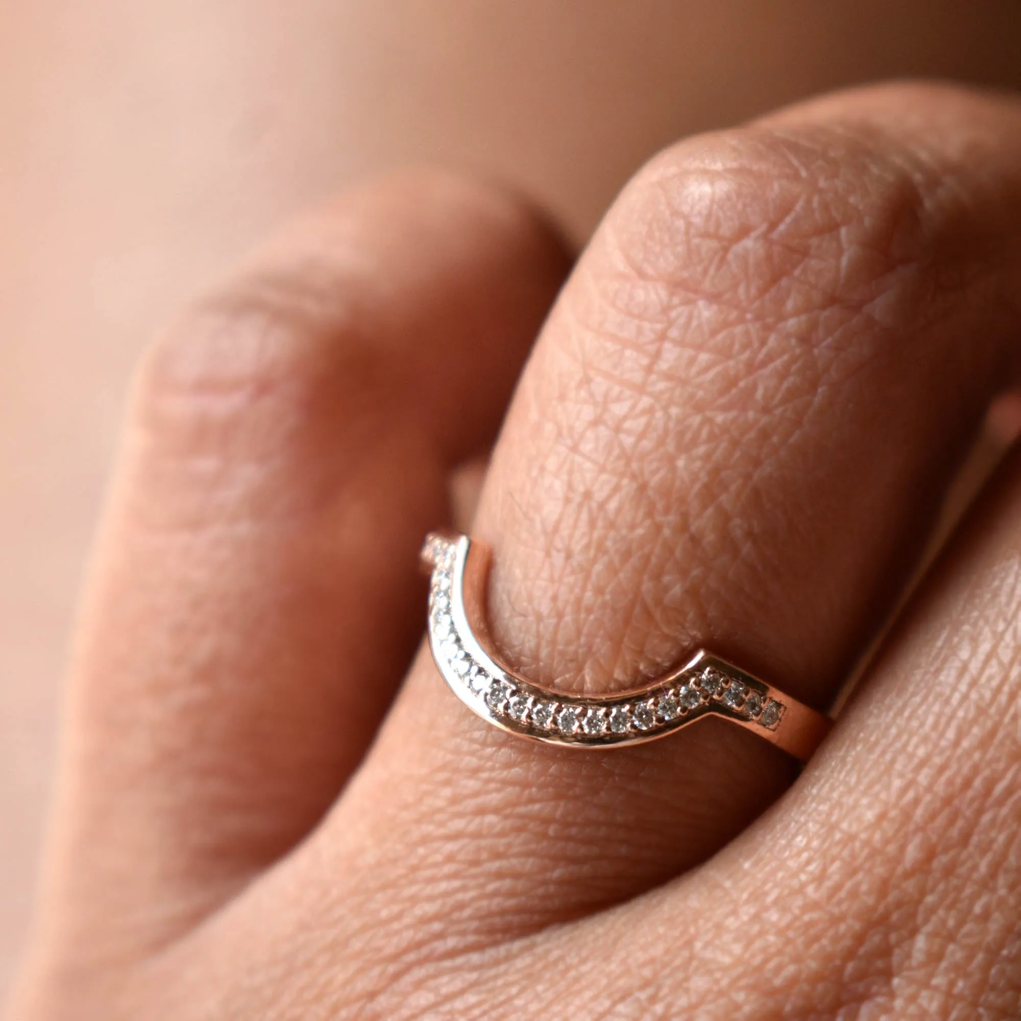 Curved Pave Diamond Nesting Band