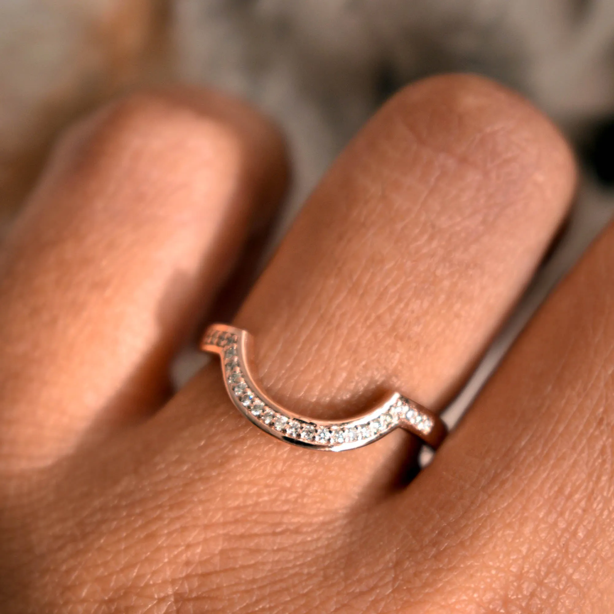 Curved Pave Diamond Nesting Band