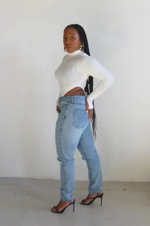 Curved V Turtleneck Bodysuit
