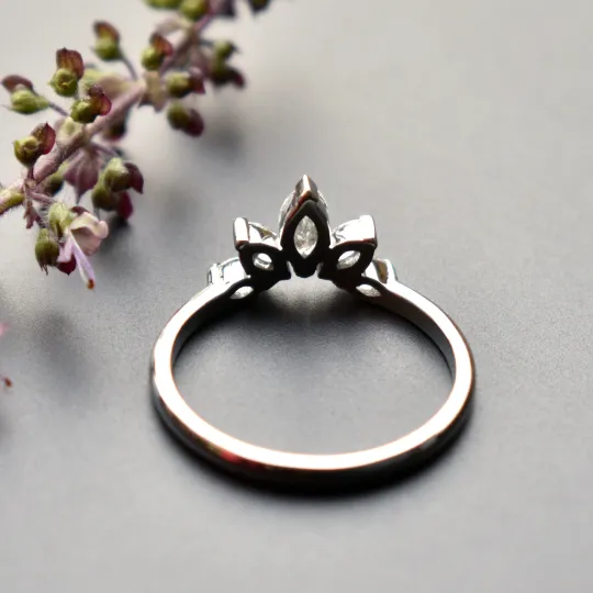 Curved Wedding Band with Marquise Cut Natural Diamonds