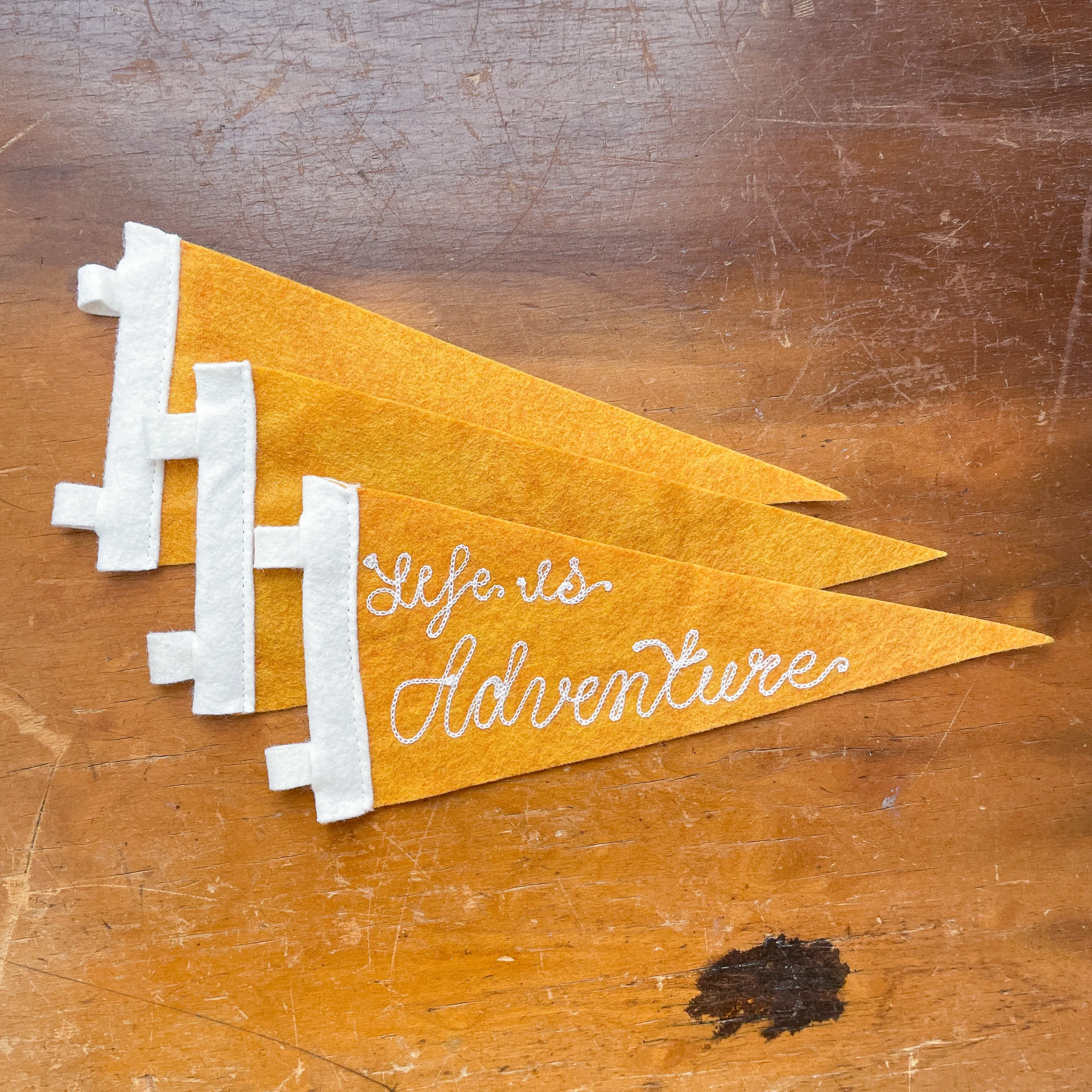 Custom Embroidered Pennant - Golden Yellow