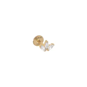 CZ Marquise Trio Cluster Threaded Stud Earring 14K