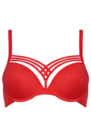 Dame De Paris Push Up Wired Padded Bra - Red -