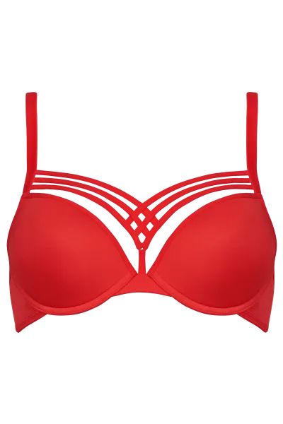 Dame De Paris Push Up Wired Padded Bra - Red -