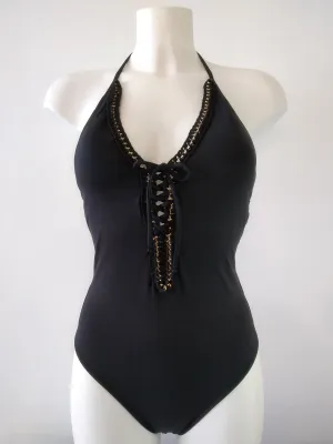 deep-V one-piece swimsuit