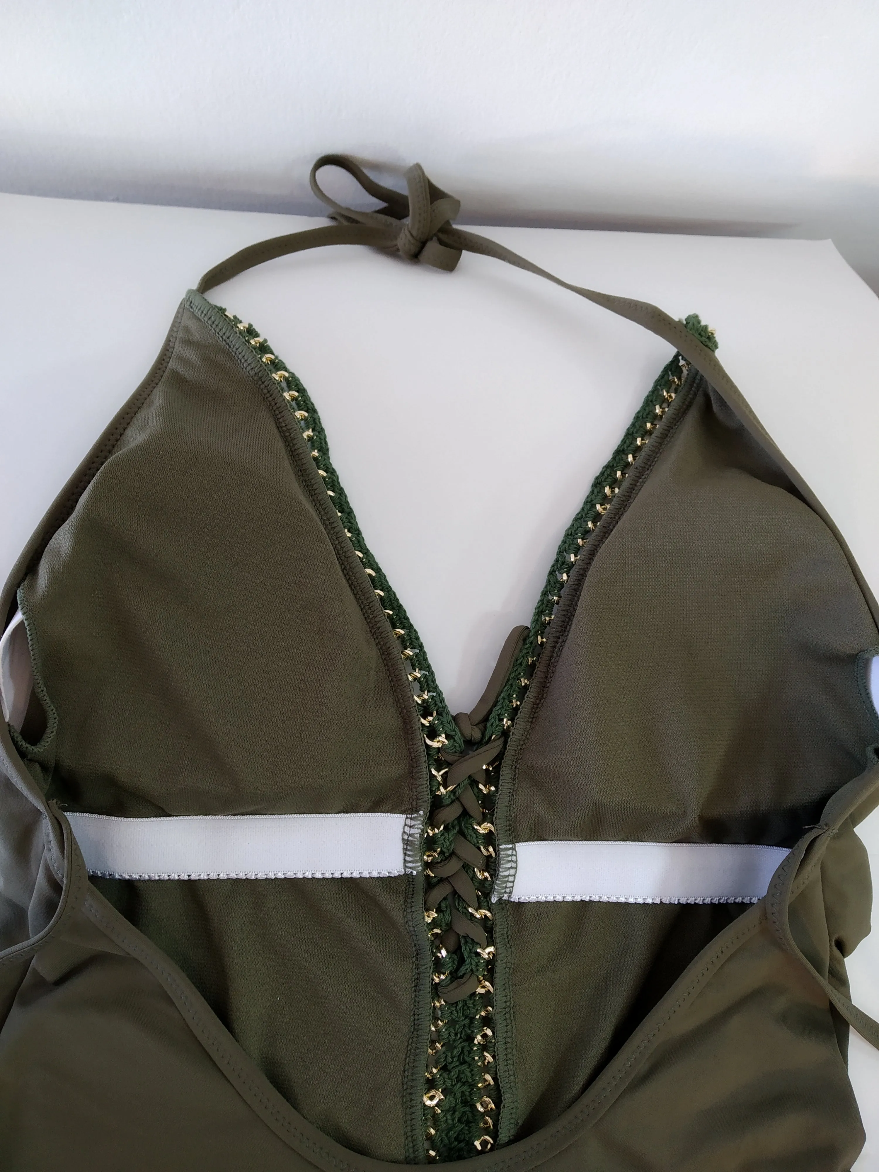 deep-V one-piece swimsuit