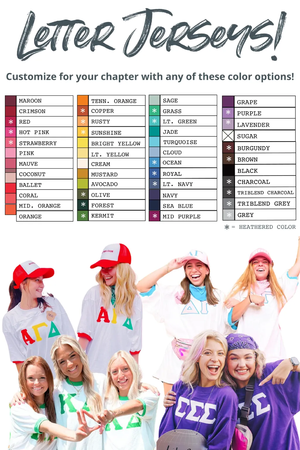 Delta Gamma Bid Day Stitched Letter Jerseys