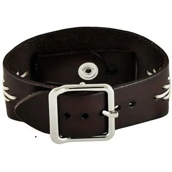 Diamond Stitched Dark Brown Leather Ladies Cuff BBF