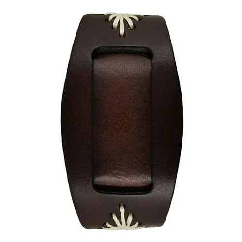 Diamond Stitched Dark Brown Leather Ladies Cuff BBF