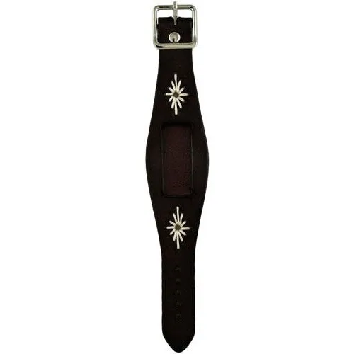 Diamond Stitched Dark Brown Leather Ladies Cuff BBF