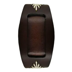 Diamond Stitched Dark Brown Leather Ladies Cuff BBF