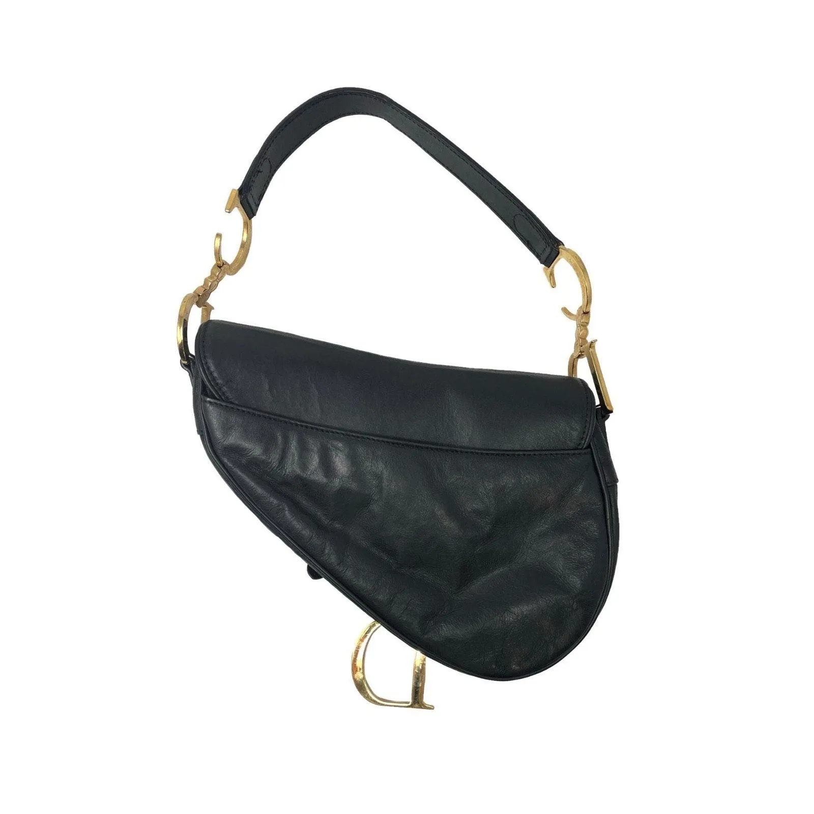 Dior Black Leather Saddle Bag