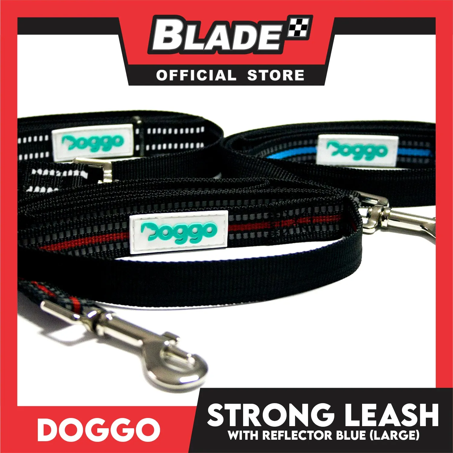 Doggo Strong Leash with Reflector (Blue) Comfortable Dog Leash