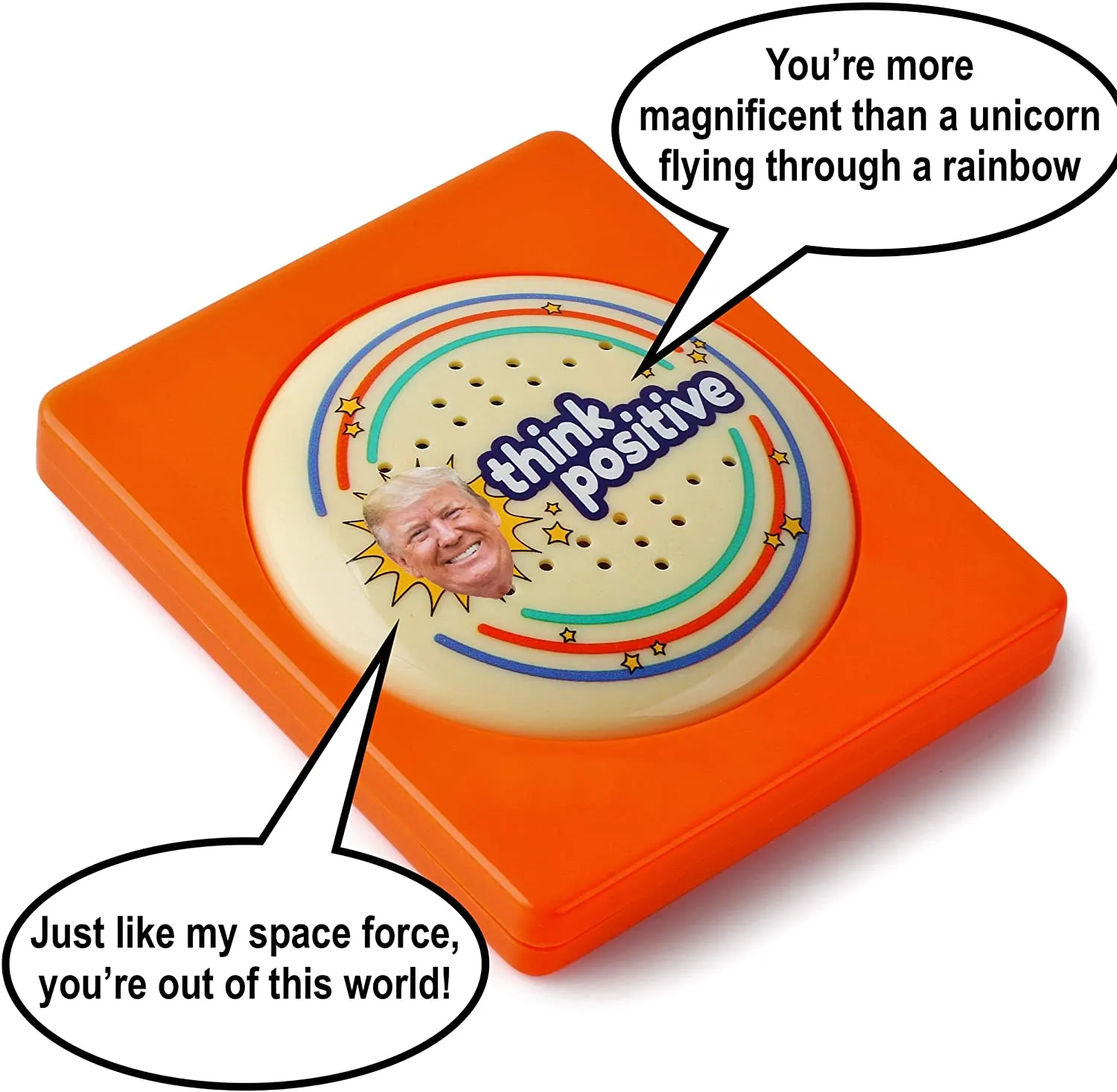 Donald Trump Talking Positivity Button - Says 15 Different Compliments and Affirmations Quotes in His Voice