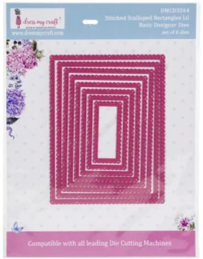 Dress My Craft Stitched Scalloped Rectangles LG Die Set {H17}