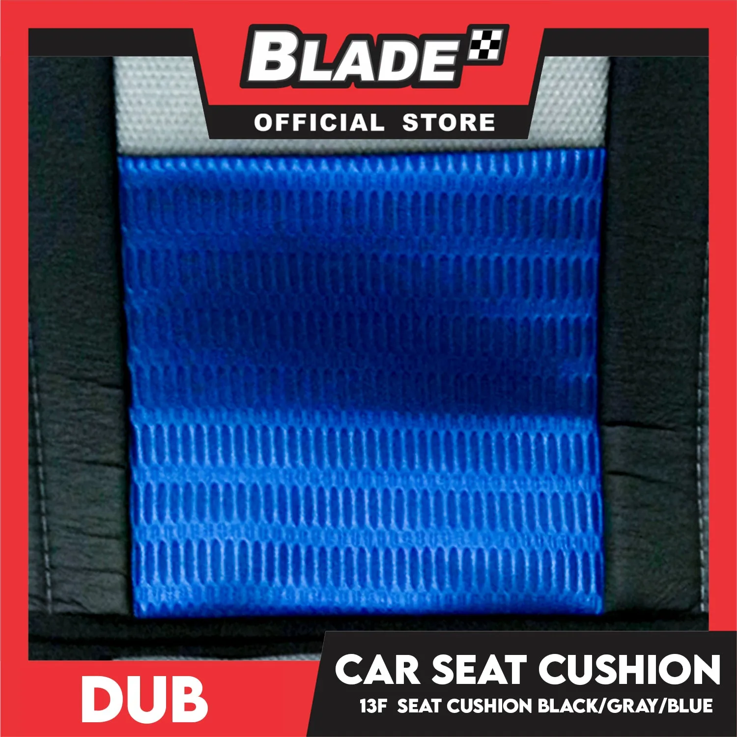 Dub Car Seat Cushion 13F (Black with Gray Blue) Comfortable Backrest Support Universal Sit with Adjustable Hook