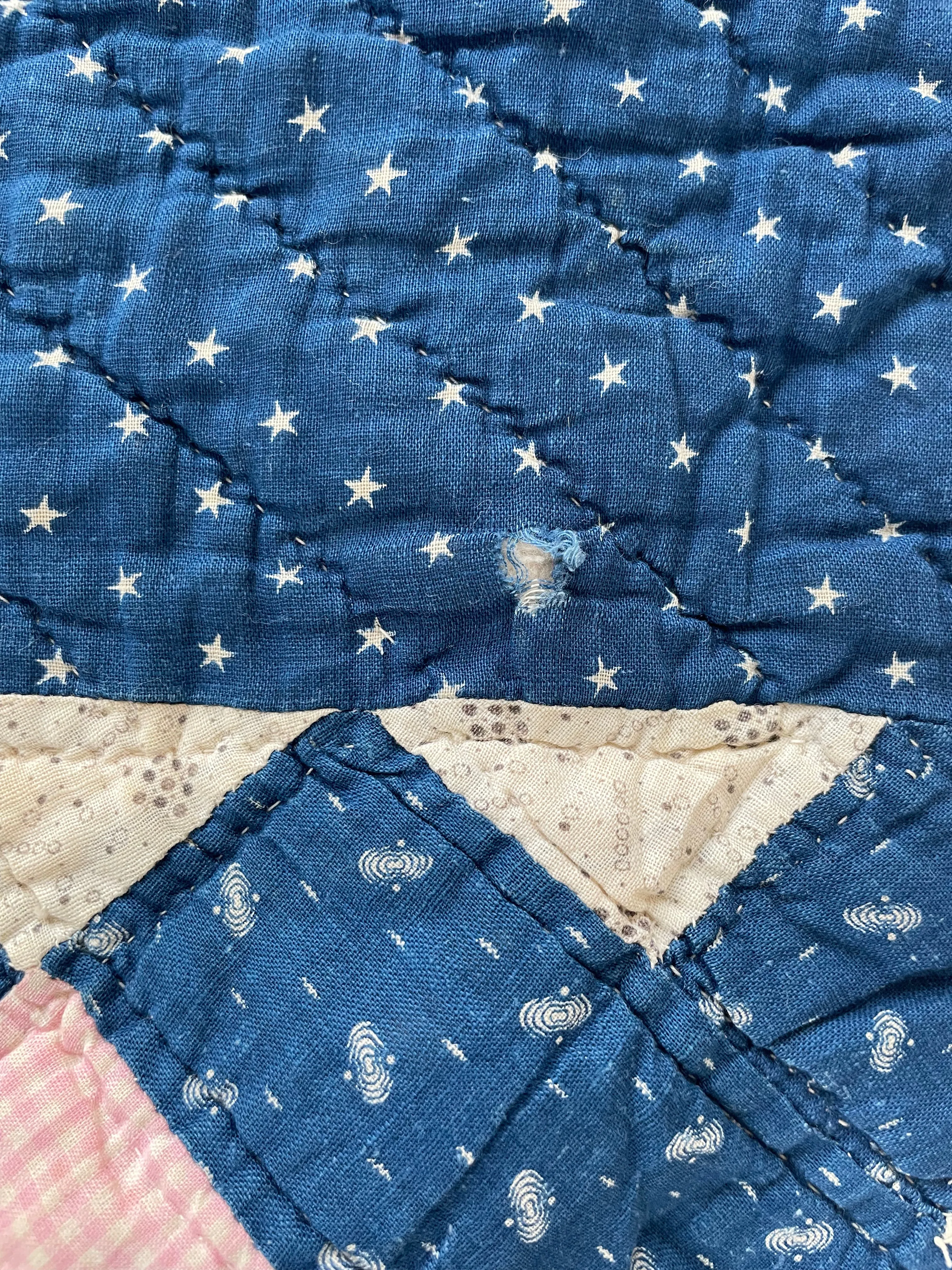 Early 1900s  Calico Patchwork Hand Stitched Quilt