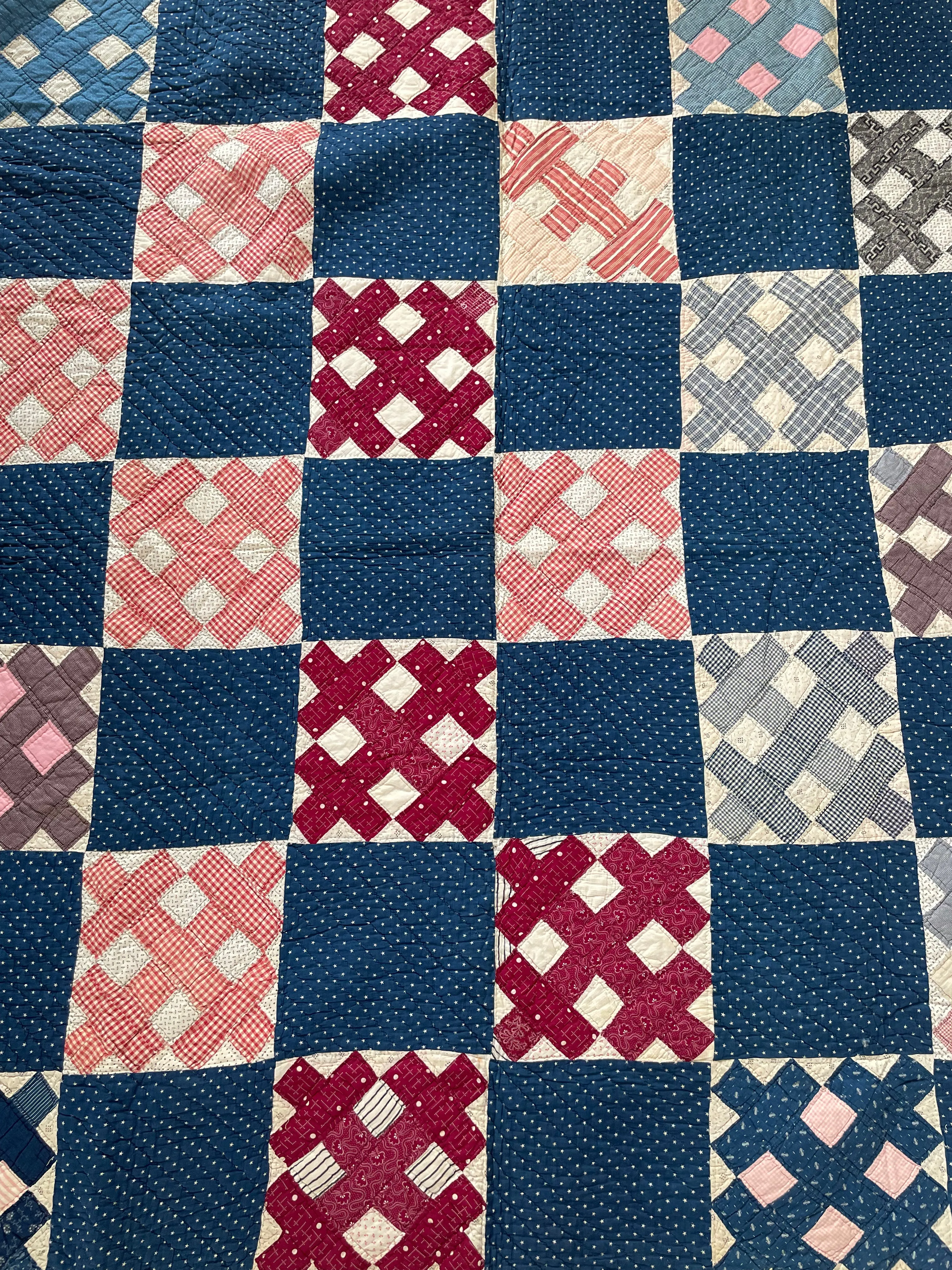 Early 1900s  Calico Patchwork Hand Stitched Quilt
