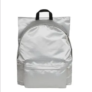 EASTPAK X RAF SIMONS Silver Satin Punk Poster Padded Backpack 31.5L Volume NWT