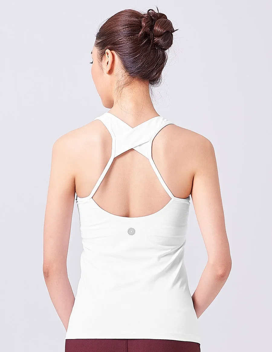 easyoga LA-VEDA Ethereal Fovea Tank - F70 Embossed Stripe/White