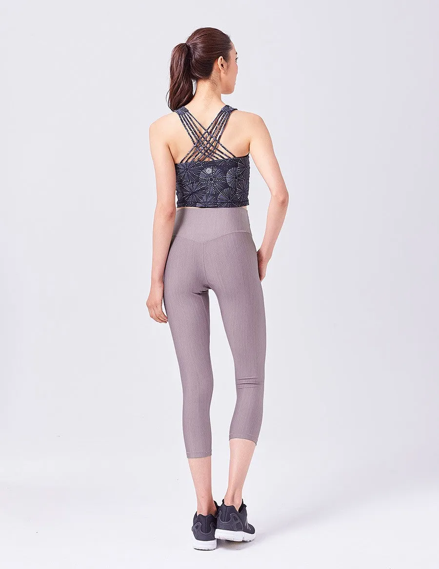 easyoga LESPIRO Glossy Slim Capris - A11 Mt.Ridge Gray