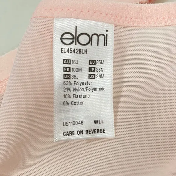 Elomi Womens Molly Nursing Bra 38M Pink Underwire Full Coverage Adjustable Strap
