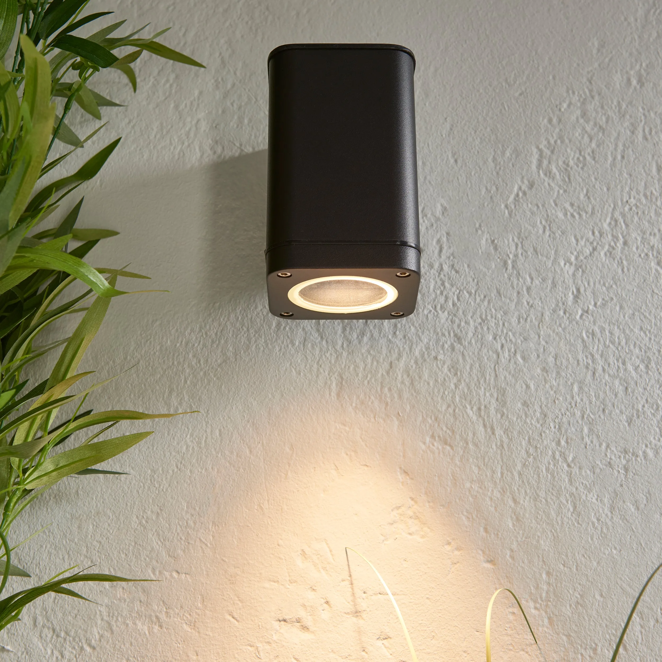 Endon 96910 Milton 1lt Wall Textured black & clear glass 7W LED GU10 (Required)