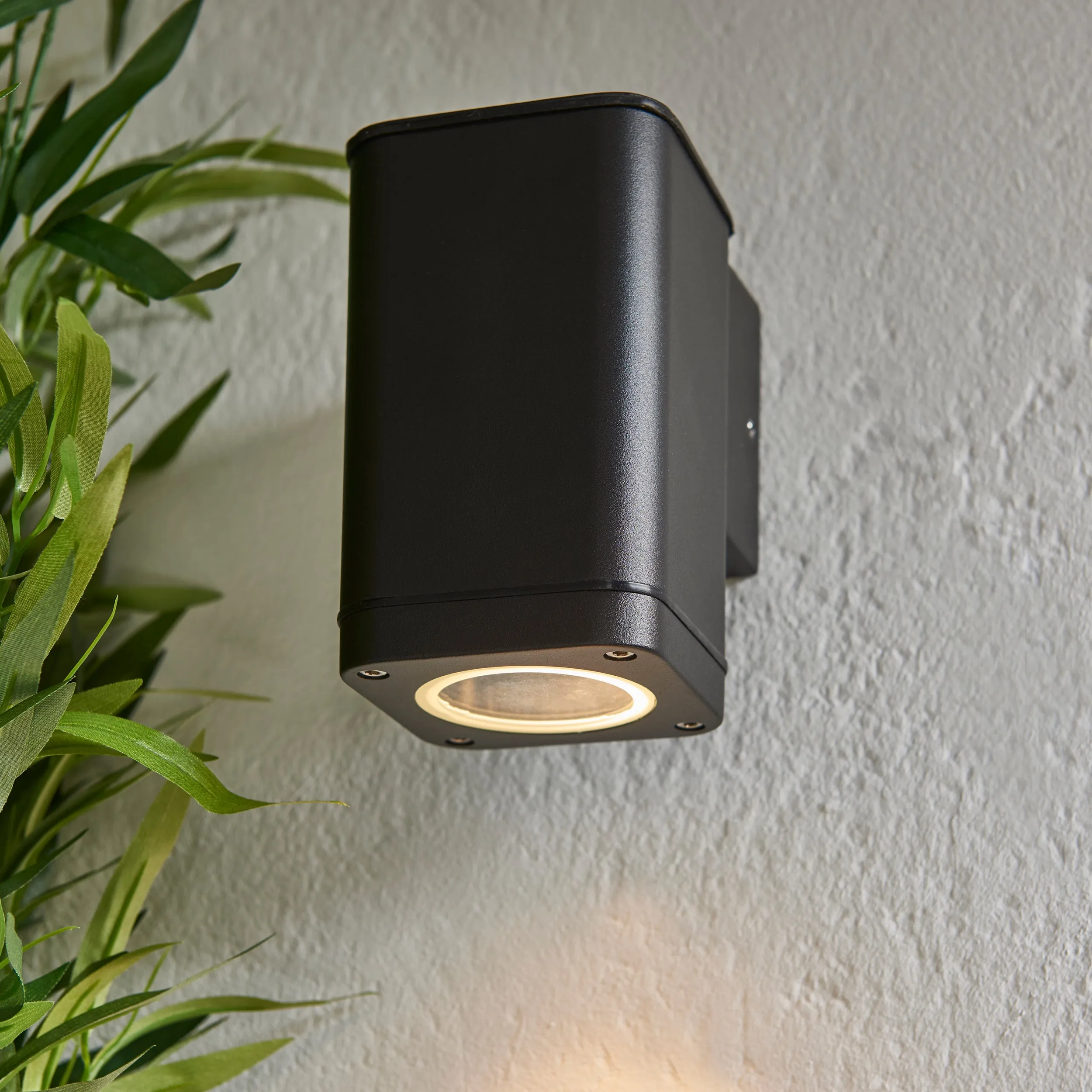 Endon 96910 Milton 1lt Wall Textured black & clear glass 7W LED GU10 (Required)