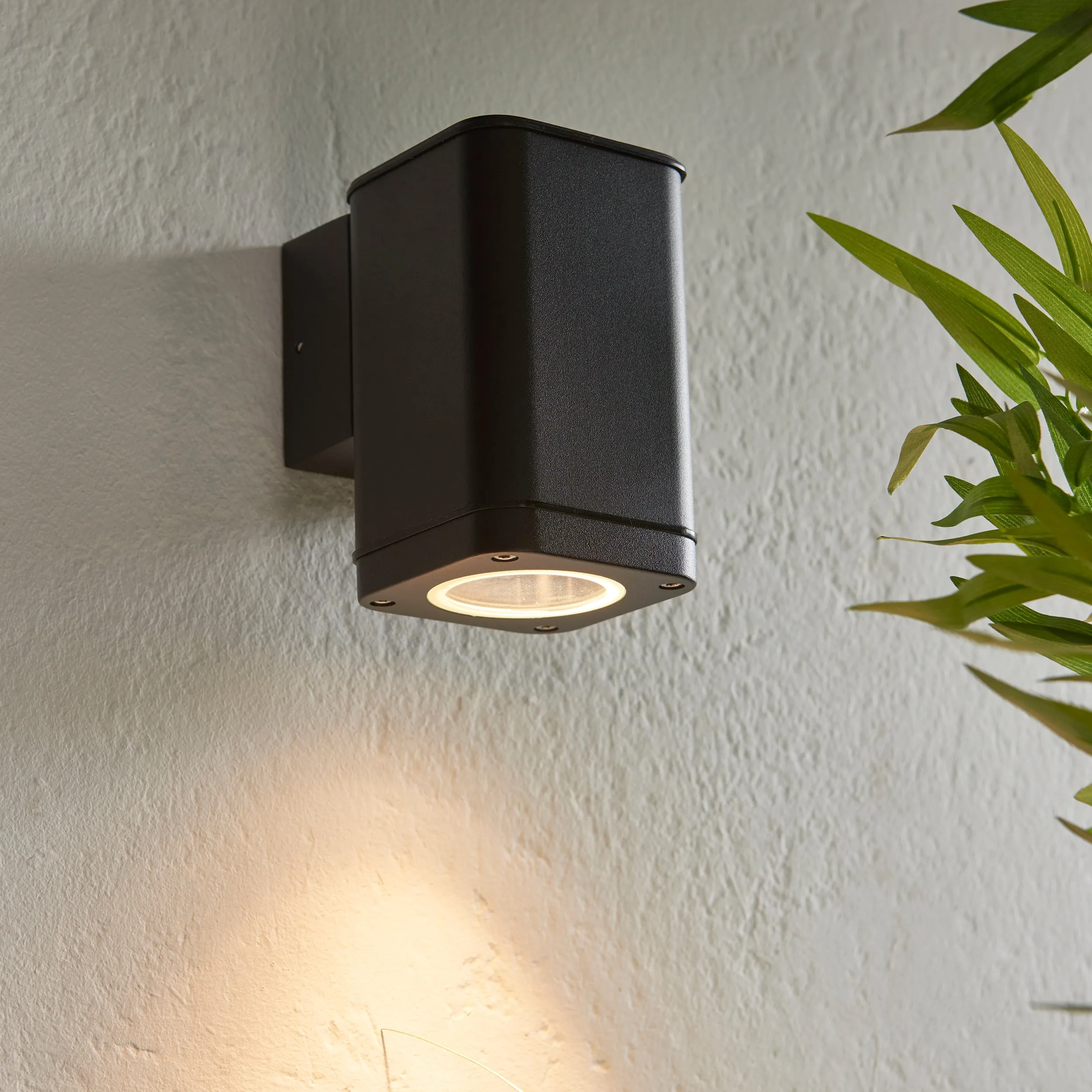 Endon 96910 Milton 1lt Wall Textured black & clear glass 7W LED GU10 (Required)