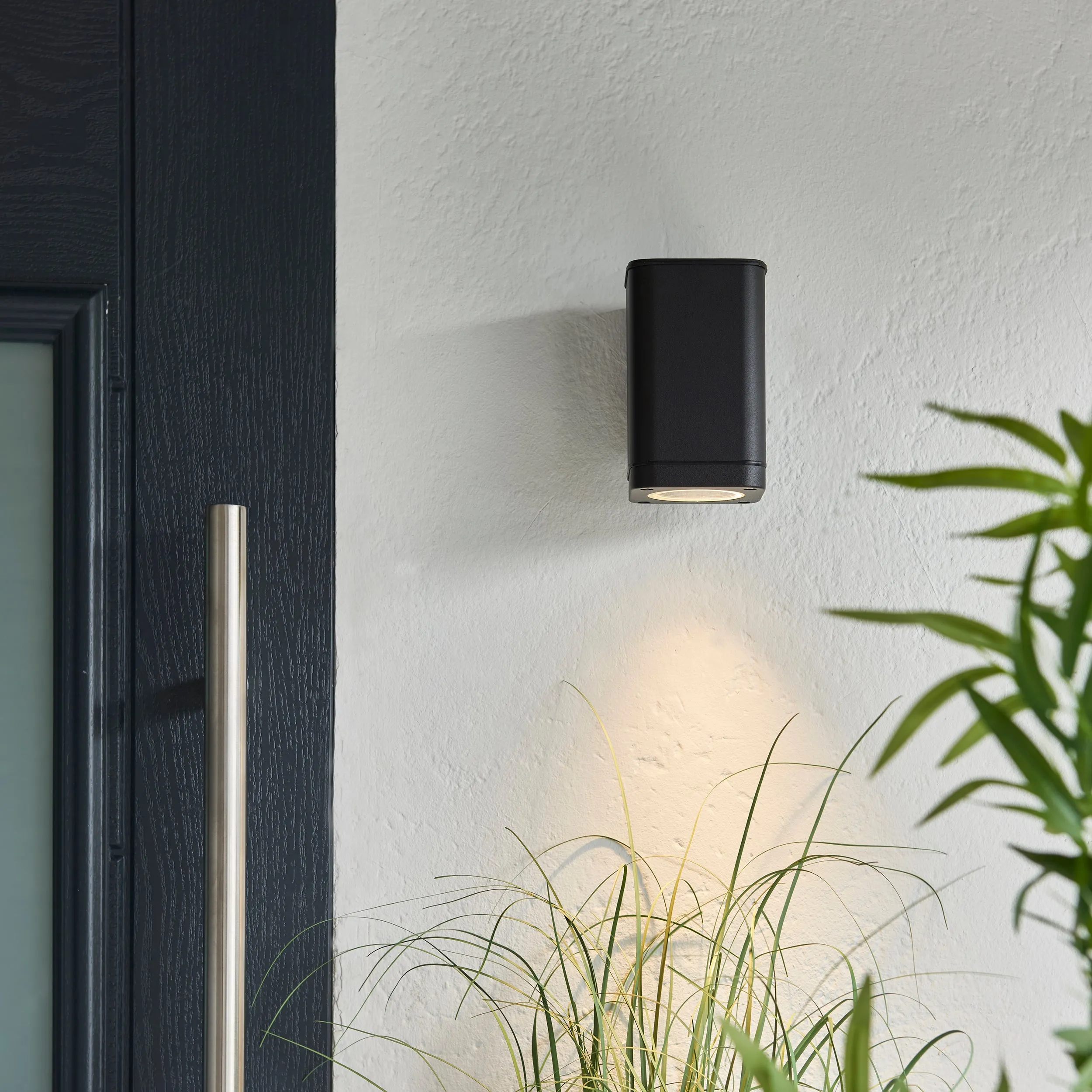Endon 96910 Milton 1lt Wall Textured black & clear glass 7W LED GU10 (Required)