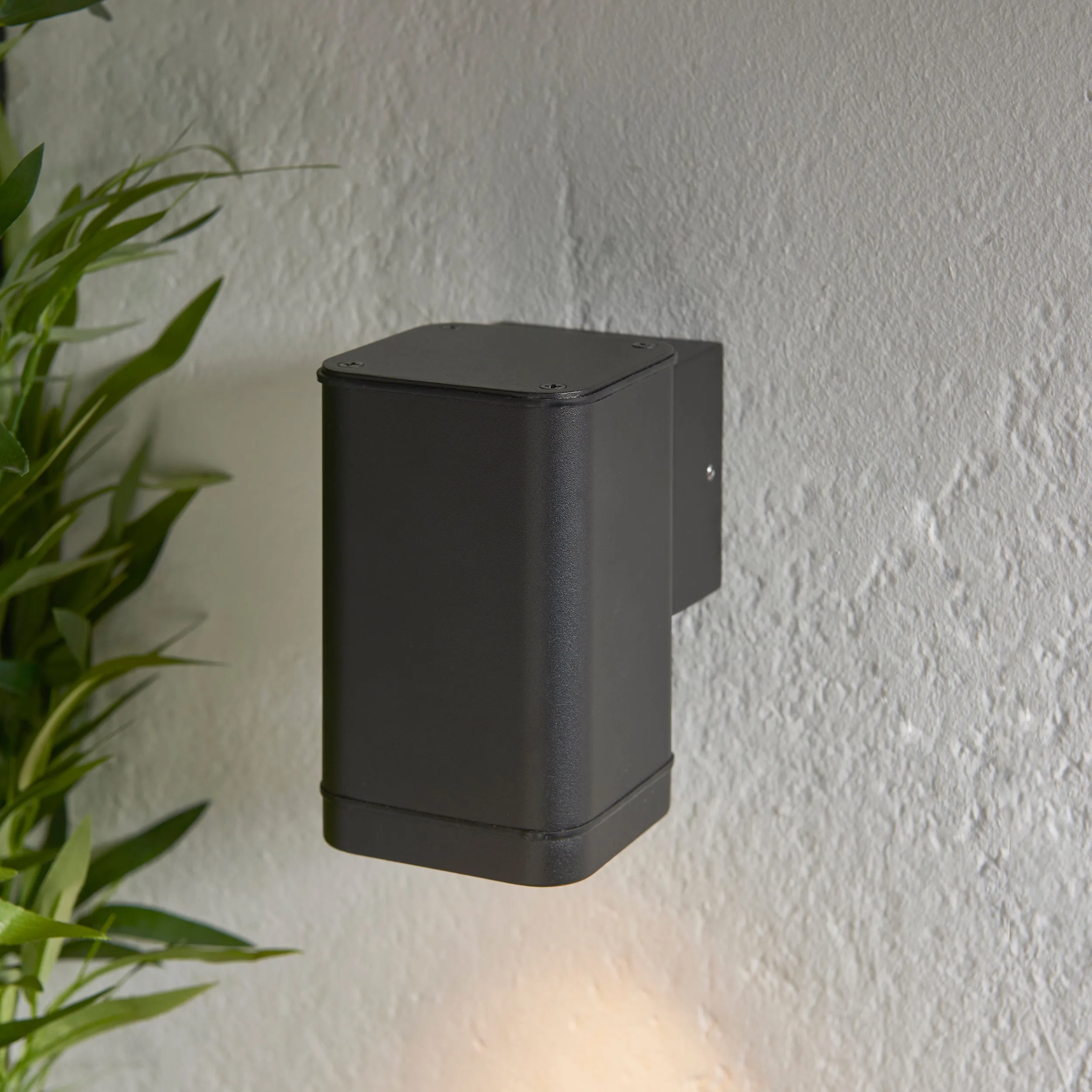 Endon 96910 Milton 1lt Wall Textured black & clear glass 7W LED GU10 (Required)