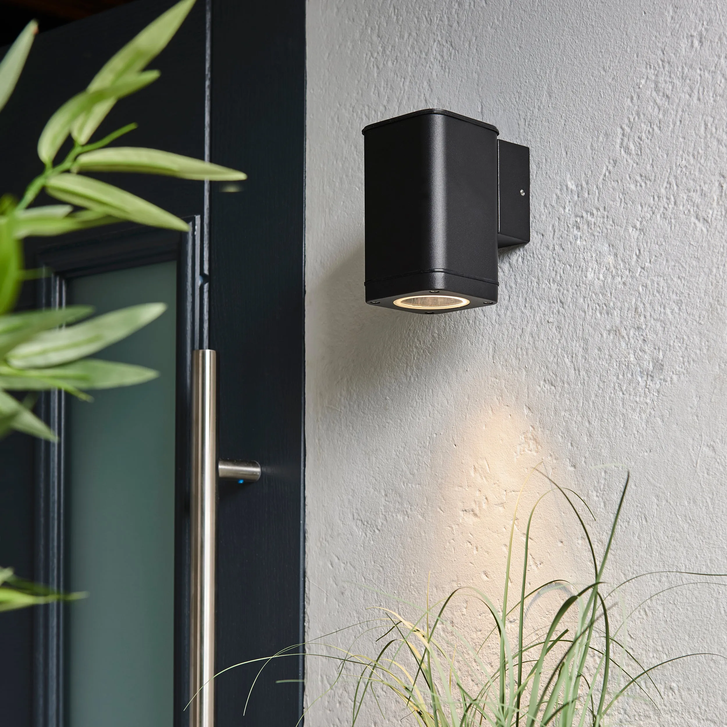 Endon 96910 Milton 1lt Wall Textured black & clear glass 7W LED GU10 (Required)