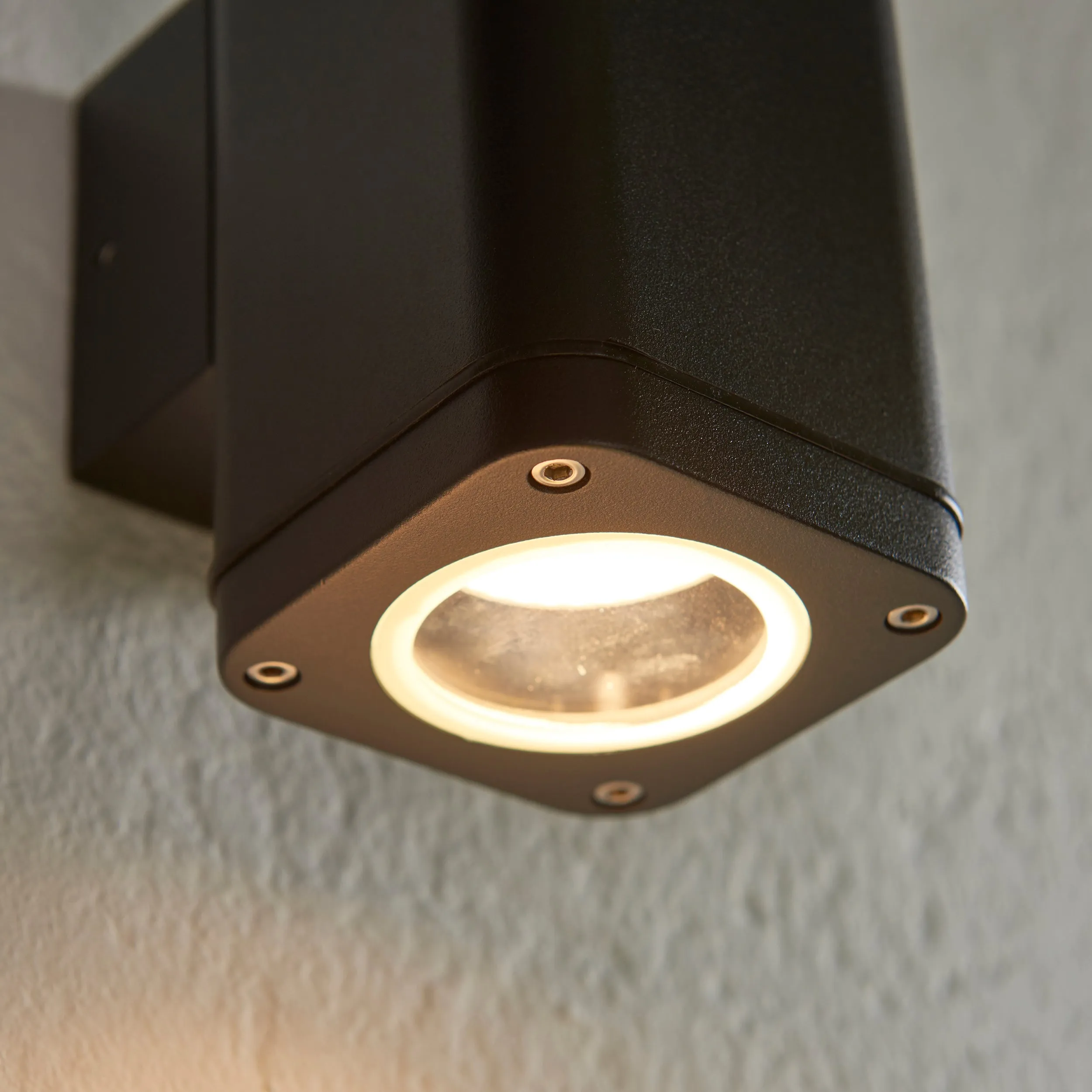 Endon 96910 Milton 1lt Wall Textured black & clear glass 7W LED GU10 (Required)